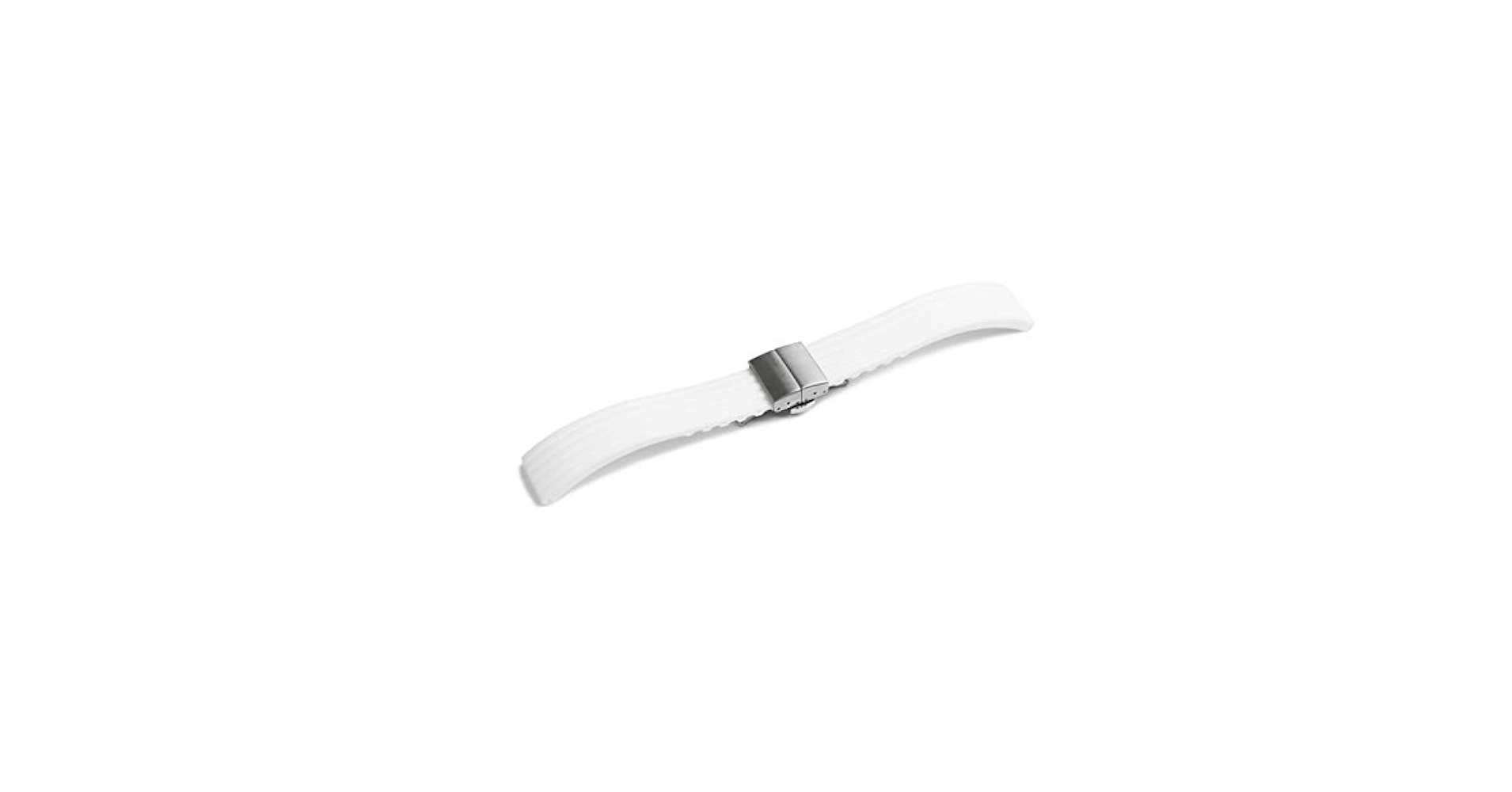 Amazon | 腕時計 ラバー ベルト 24mm 白 プッシュ式 Dバックル