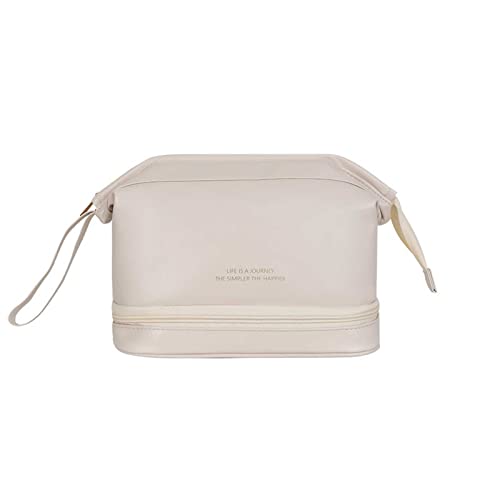 HYMONA Trousse à Maquillage Femme, Voyage Double couche imperméable Grande capacité Trousses de Toilette Sac de Rangement étanche pour Articles de Toilette Portables pour Femmes Cover