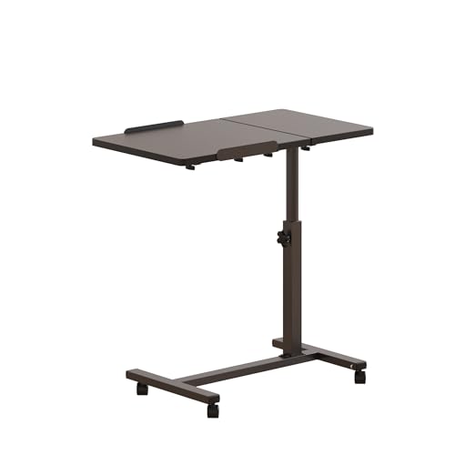 Adjustable Over Bed Table with Wheels Tilting Sofa Laptop Stands Medical Overbed Tables Tray Tables-Black, ab440-black