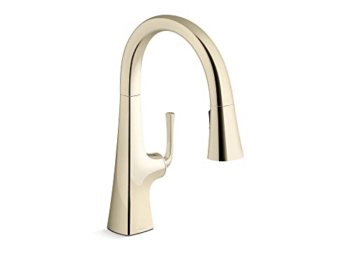 K- Graze 1.5 GPM Pull Down Kitchen Sink Faucet with Three Function Spray, Vibrant French Gold - KOHLER 22063-AF