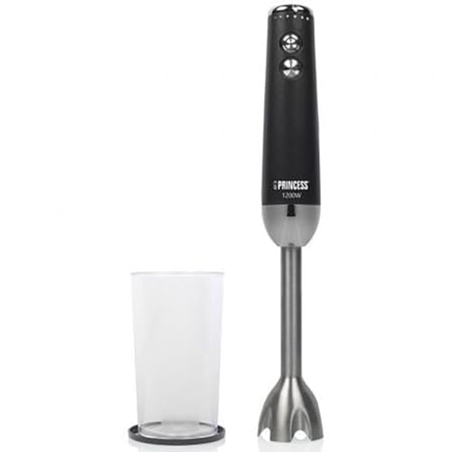 Princess 221229 Batidora de mano con potente motor de 1200 W, resistente varilla y cuchillas de acero inoxidable, vaso medidor incluido, velocidad ajustable y función turbo