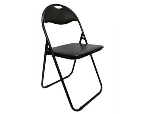 Meta Faux leather Office Chairs - Steel Frame folding Chair for Home, Office, Dining & Reception (1, Black)