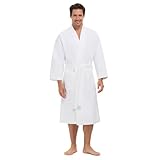 MONARCH Chamois Microfiber Shawl Hotel Robe for Men or Women – Soft Lightweight Textured Fabric with Classic Kimono Design, Generously Sized Hotel & Spa Robe with Pockets – Machine Washable
