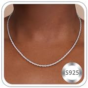 Girluky 925 Sterling Silver Chain Necklace for Women, 1.5MM Rope Chains Silver Chain for Women Sturdy & Durable Sterling Silver Necklaces 16 Inch