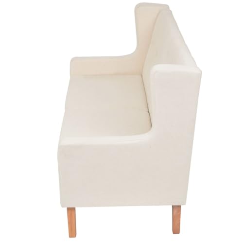 Sofá de 2 plazas que ahorra espacio con funda lavable crema para pisos pequeños 4