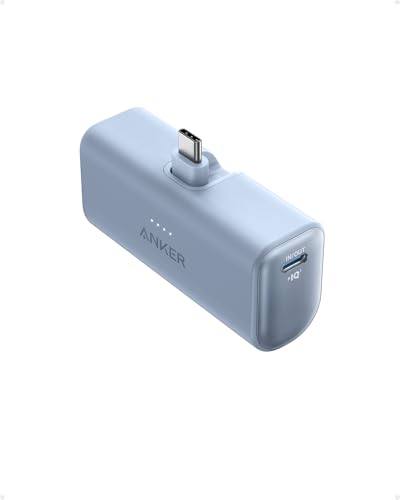 Anker Nano Powerbank, 5000 mAh, powerbank 22,5 W, wbudowany, składany konektor USB-C, kompatybilny z iPhone 17/16/15, Samsung S22/23, seria Note20/10, Huawei, iPad Pro/Air, AirPods i wieloma innymi