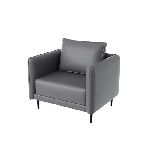 KIBONCY Sillón de Cuero Moderno, Estructura de Madera Maciza con Patas de Acero al Carbono, Asiento Acolchado de Espuma, for Sala de Estar, Centro Comercial, Espacio pequeño(A)