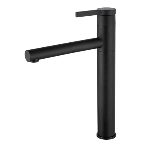 Robinet de lavabo à bassin avec mélangeur monotrou noir rotatif salle de bain