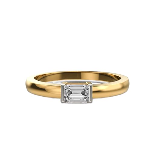 Bague solitaire flottante émeraude et moissanite en argent 925