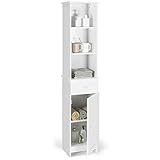 【Aspecto simple y moderno】Nuestro armario de torre blanco tiene un aspecto brillante y los bordes lisos y combina perfectamente con la mayoría de los baños, cocinas y salones. La maravillosa mezcla entre belleza y funcionalidad decora perfectamente la casa.