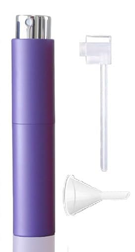 BUNDLEPRO Travel Premium Portable Mini Refillable Empty Bottle Perfume Bottle Travel-Friendly Spray Atomizer, Round Tube Pump, Empty Cosmetic Scent for Fragrance Lovers (Lavender)