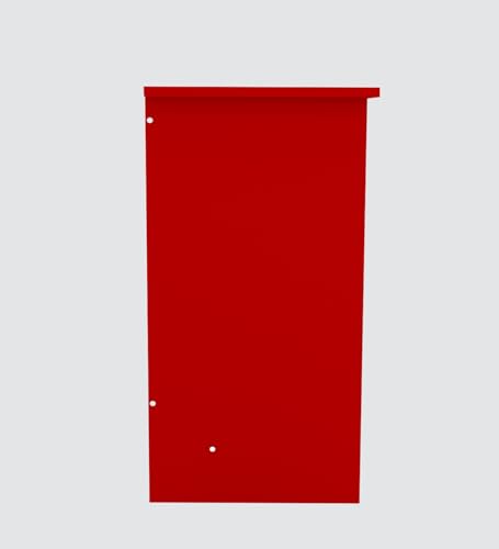 Image of Modern Compact Study Desk with 3 Side Shelves, Red, Space-Saving Home Office Table, 103x72x40 cm, DIY Assembly