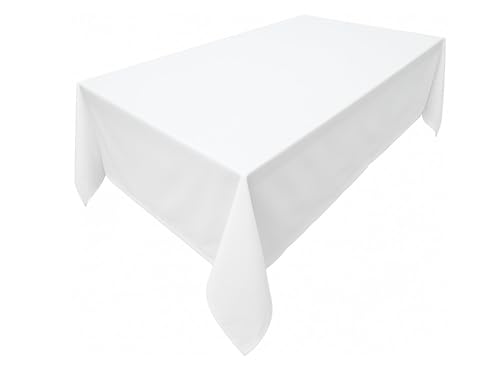 Hochwertige Tischdecke aus Minimate Gewebe. Modern, glatt, breiter Saum, bügelfrei, strapazierfähig, waschbar, trocknergeeignet. Küche und Wohnzimmer. Größe und Farbe wählbar. (Weiß, 140 x 260)