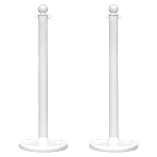 Mr. Chain Stanchion, White, 2.5 in, 2 Pack (96401-2)
