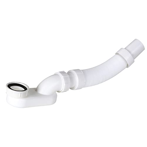 Flexible Freestanding Tub Drain Kit - Low Profile Flat P Trap for...