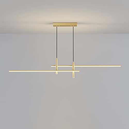Plafonnier LED moderne à intensité variable doré 150cm avec télécommande