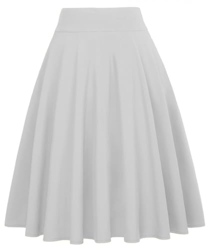 Image of FRAULEIN Women's Flared Pleated Maxi Skirt High Waist A-Line with Pockets and Belt Accessories [Small-Plus Size]