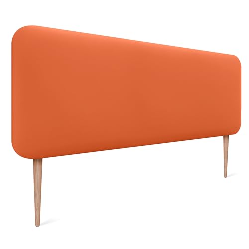 DHOME Cabecero Tapizado Liso Redondeado Polipiel con Patas para Pared Acústicos Cabeceros Absorbentes Cabezal Cama Dormitorio (Naranja, 135cm)