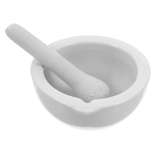 KICHOUSE Mortero Resistente a Altas de Cerámica Beige Mano Adecuado para Moler Especias y Pastillas para y Cocina en Entornos Científicos y Domésticos