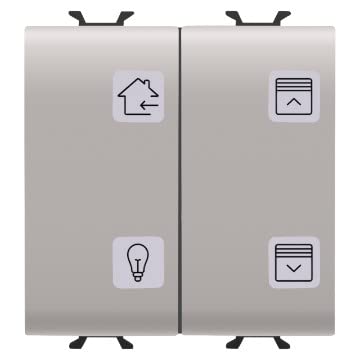 Gewiss GW13787 Taster mit austauschbaren Symbolen, KNX, beige, 2 Modul, 4 Kanäle