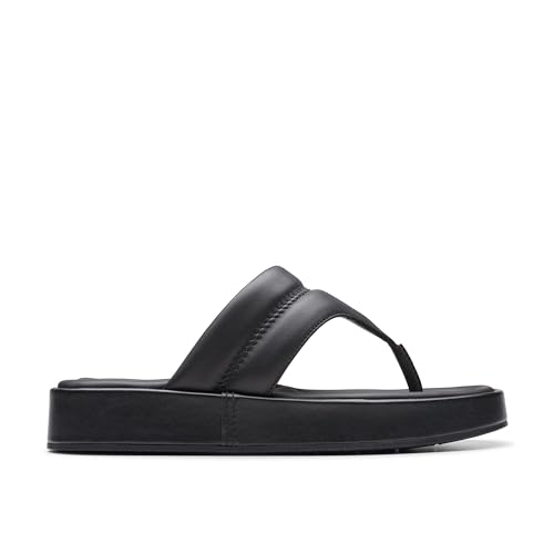Clarks Alda Walk, Sandalia Mujer, Piel Negra, 38.5 EU