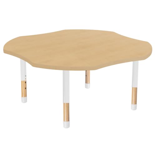 Image of 48 inch x 48 inch Clover Kids Classroom Table with Adjustable Chunky Wood Legs