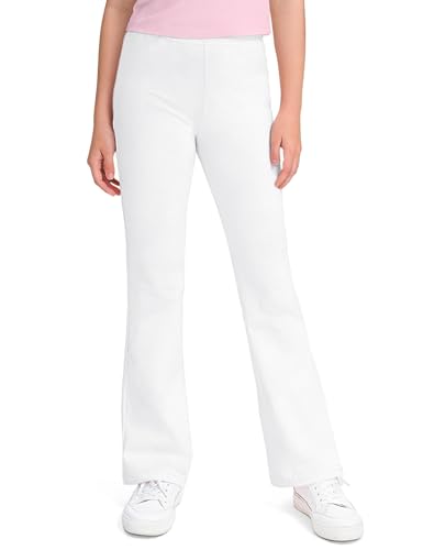 KEREDA Girls Flare Leggings School Uniform Pants for Girls Bell Bottoms Cotton Clothes for Kids 9-10 Years White