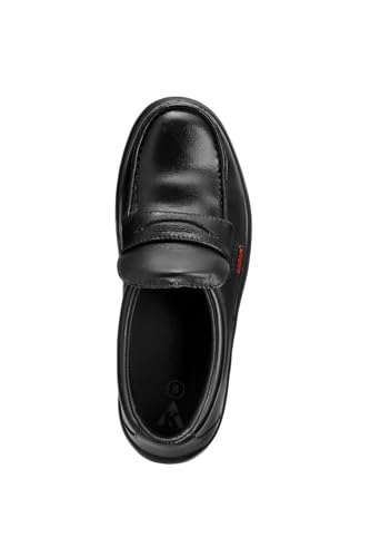 Image of Karam FS72 Slip-On Buff Grain Black Safety Shoes for Men | Single Density & Steel Toe | Black PU Sole | Antistatic, Antislip, Oil & Heat Resistant