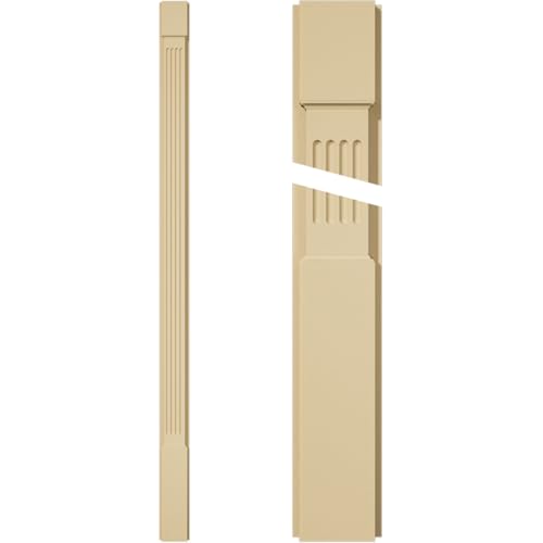 Signature Urethane Fluted Pilaster w/Standard Capital & Base, 5"W x 90"H x 2"P (Pair), Base Can Be Trimmed Up to 6 5/8", High Density Milled Urethane, Factory Primed Tan, Sold As Pair