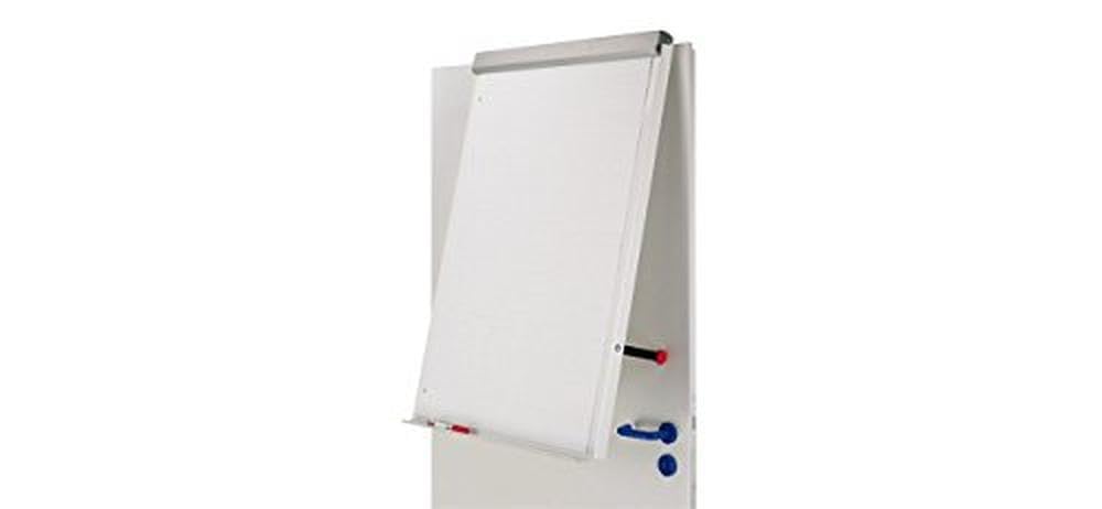 MAUL Flipchart MAULoffice 70 x 100 cm | Magnettafel für Wände und Türen | platzsparend im Büro | geeignet für Papier in verschiedenen Formaten | mit Ablage für Marker und Stifte | Silber | platzsparend einhängbar, Tür bleibt schließbar, robuste Stahlkonst