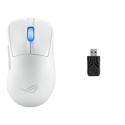 Image of ASUS ROG Keris II Ace 54g Wireless Gaming Mouse (White) + ROG Polling Rate Booster 8000Hz - 42K DPI, Tri-Mode, Track-on-Glass Mouse with Polling Rate Booster Bundle