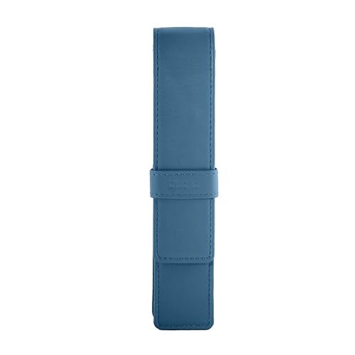 Image of DiLoro Leather Single Pen Case Pencil Pouch Holder for One Fountain Ballpoint Rollerball Pen and Pencil (Sol. Blue)
