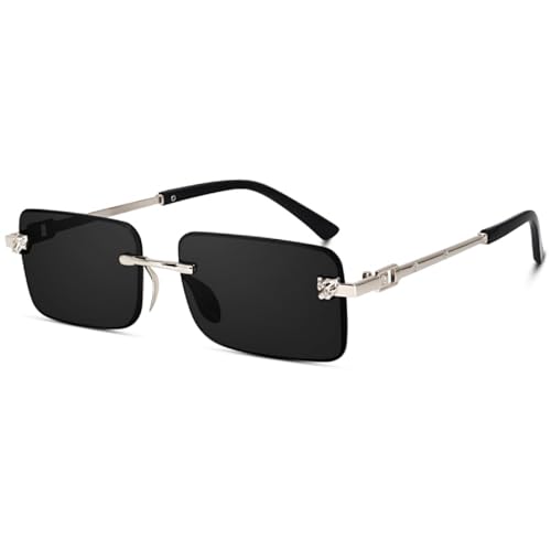 Image of IFLASH UV Protected Retro Rectangular Rimless Sunglasses for Men and Women