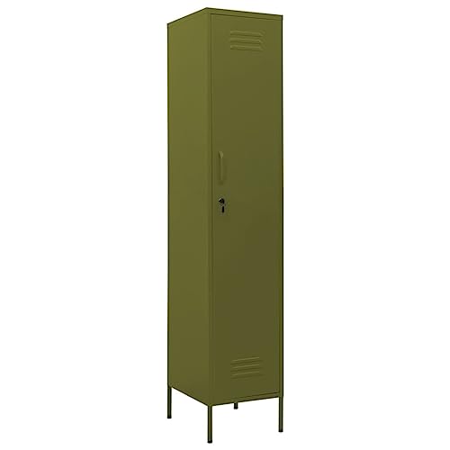 vidaXL Armoire à Casiers Verrouillables Meuble de Classement Armoire de Rangement Stockage de Fichiers Bureau Vert Olive 35x46x180 cm Acier