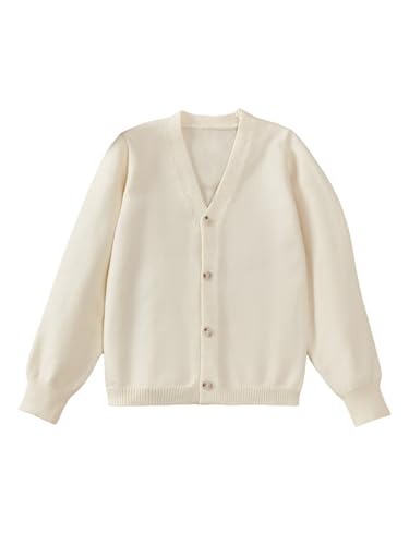 Floerns Girl's Button Down V Neck Sweater Long Sleeve Casual Soft Knit Cardigan