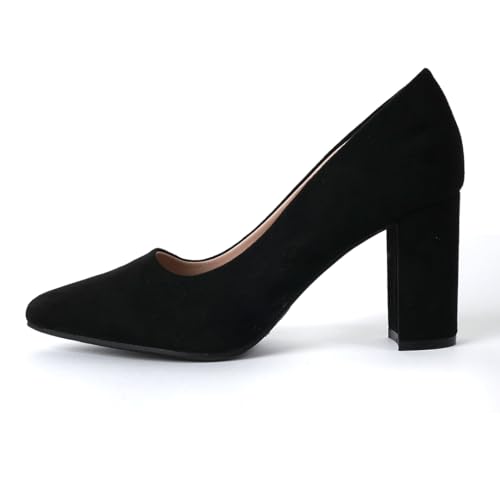 J. Adams Jolie Heels for Women - Closed Pointed Toe Mid Block Heel Classic Pumps2