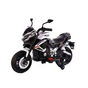 Ride on Megastar 12 v Ride on Motorcycle Rubber Tires Hand Driven -WHITE