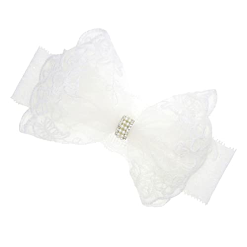 Kisangel Baby Head Toddlers Kids Bows Photo Turban Bowknot Floral Headdress White Headwrap Photography Wraps Band for Bow Stretchy Headbands with Lace Props Hairbands Accessories Toddler