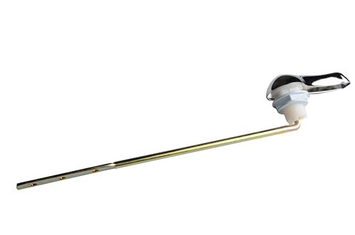Universal Toilet Handle Replacement Kit with Polished Chrome Finish Handle, Frontal Tank Lever Parts, Plastic Nut and Brass Plated Metal Arm, 8 Inch