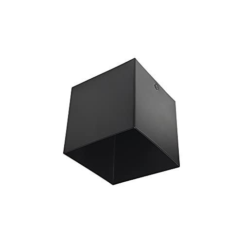 Sunlite 90159 4 Inch Modern Cube Ceiling Spotlight, Matte Black Finish, Aluminum Shade, Minimalist Design Downlight, 50 Watts Max, GU10 LED Bulb (Not Included), 120V, Living Room & Entryways