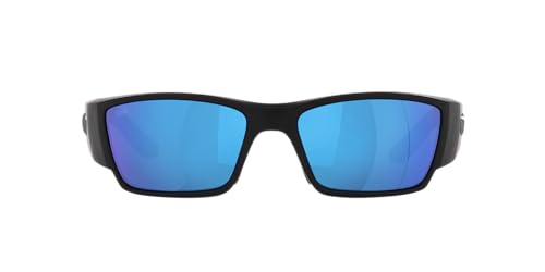 Costa Del Mar Mens Corbina Pro Rectangular Sunglasses, Matte Black/Blue Mirrored Polarized 580G, 61 mm