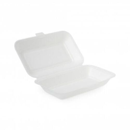 ARA CHOICE Polystyrene Eco-Friendly Biodegradable Kebab Burger Chips Takeaway Food Box Containers Microwave & Freezer Safe Container Chicken Eco Hinged Lid (50, Rectangular (7" x 5"))