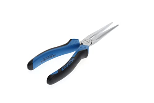 GEDORE Flachrundzange, lange Backen, gezahnt, gerade, induktiv gehärtet, 2-Komponenten-Griff, Länge 200 mm, 8132-200 JC