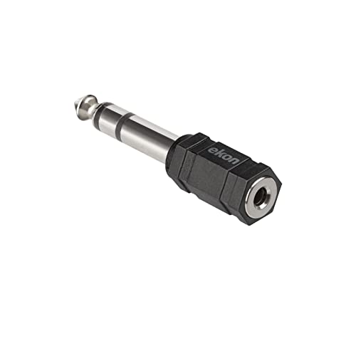 ekon Adaptador Jack de 3,5 mm a Jack de 6,3 mm, Hembra Macho para Radio, estéreo, Instrumentos Musicales, Guitarra, Amplificador