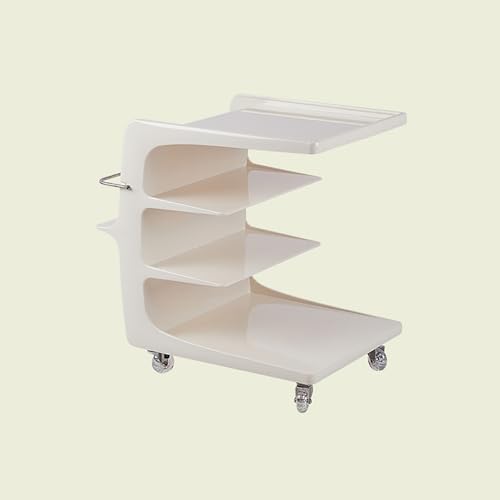 YKHAUPD Beistelltisch Couch, Couchtisch Klein, Wohnzimmertisch, Beweglicher Couchtisch Auf Rollen, Beistelltisch Mit Stauraum, Mit Handläufen Aus Edelstahl, Geeignet für Kleine Räume(White)