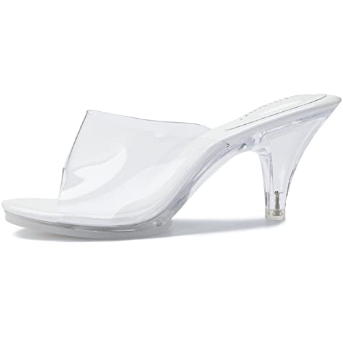 Image of NBUUNBU Silver Clear Heels For Women Dress Shoes Transparent Strap Sexy Stilletos Heels Open Toe High Silver Heeled Sandals Pump Mules