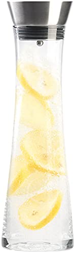 Cucina di Modena Wasserkaraffe: Formschöne Glaskaraffe mit integriertem Sieb, abnehmbarer Deckel, 1,3l (Karaffe) Cover