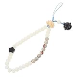 LALADEFIEE Correa para Teléfono Móvil de Cuentas Redondas de Jade, Fácil de Instalar y Quitar, Colgante Creativo para Decoración de Teléfono