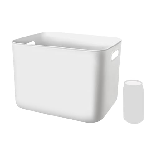 Image of WINWOL L Organizer Basket - Plastic Storage Box,White Organizer Bins,For Bedroom and Bathroom,Stackable Storage Solutions for Easy Access (L)