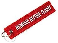 Graphics and More Remove Before Flight Embroidered Keychain, Red